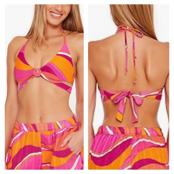 NEW Trina Turk Pink Orange Bikini Top 10 NWT - Picture 1 of 9